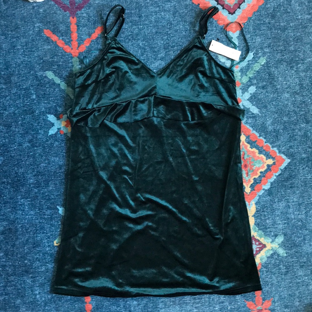 NWT Francesca’s Teal Green Velvet Mini Dress